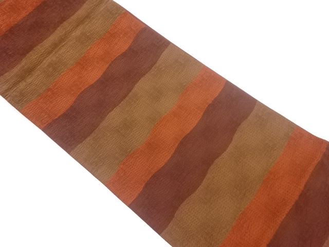 JAPANESE KIMONO / VINTAGE FUKURO OBI / MATELASSE / WOVEN WAVY STRIPE